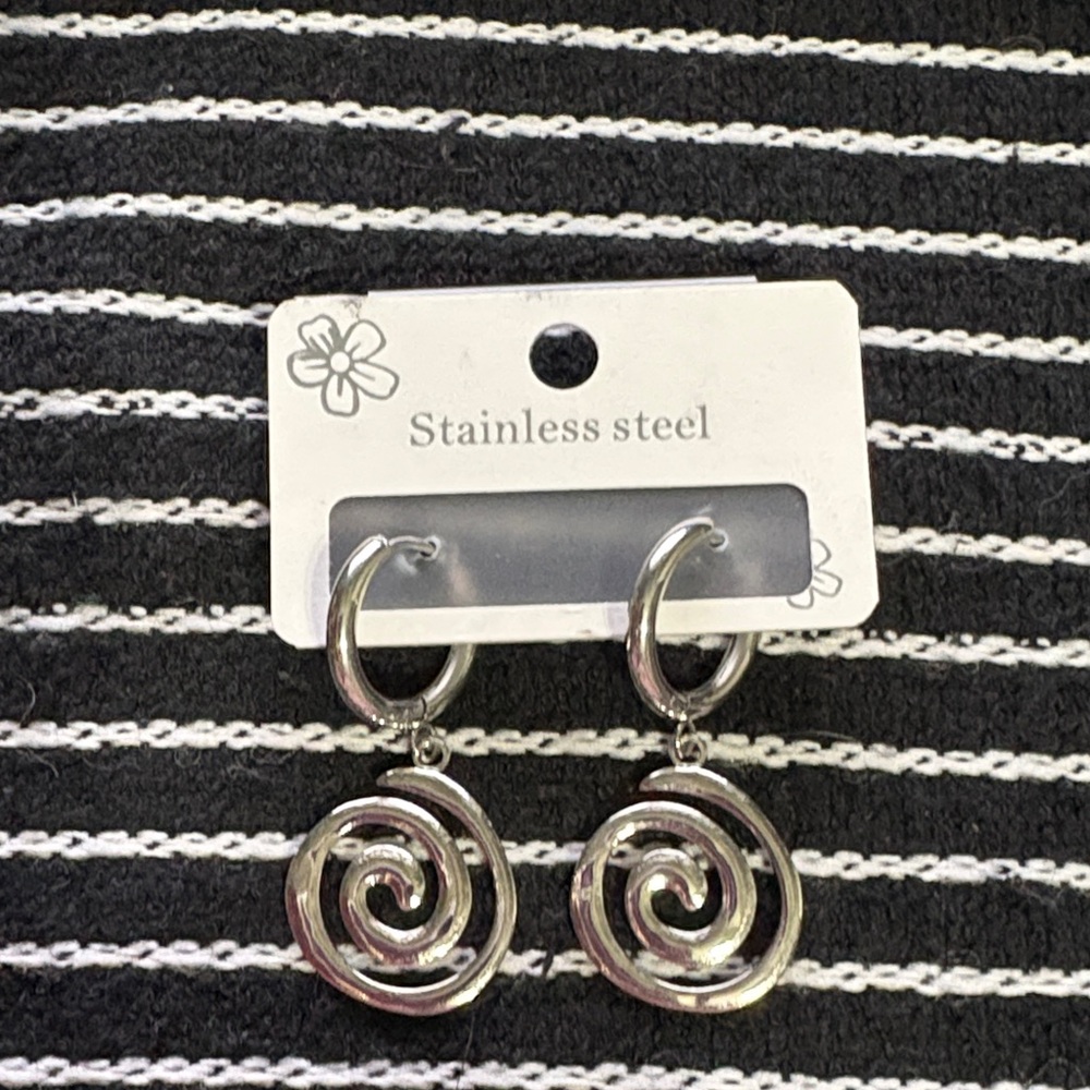 Stainless Steel Spiral Earrings